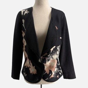Rena Lange 100% Virgin Wool Abstract Floral Knit Jacket - Made in Italy - Size M